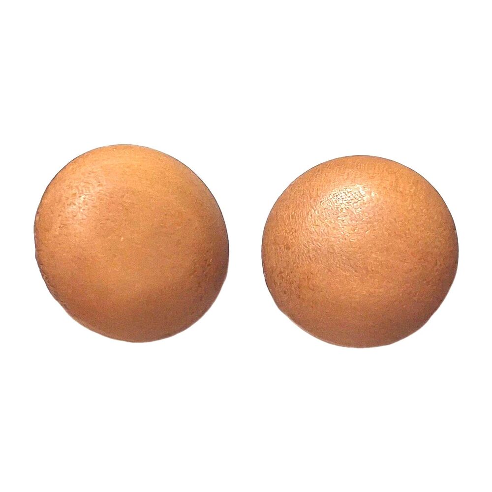 ​VINTAGE NATURAL WOOD BUTTON STUD EARRINGS ROUND CHUNKY BOHO MINIMALIST PIERCED